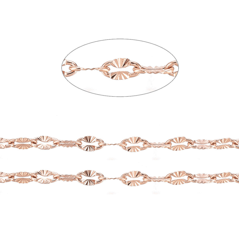 Rose Gold 304 Stainless Steel Textured Oval Chain – 4–4.5mm | The Pink Bead Shop Canada
