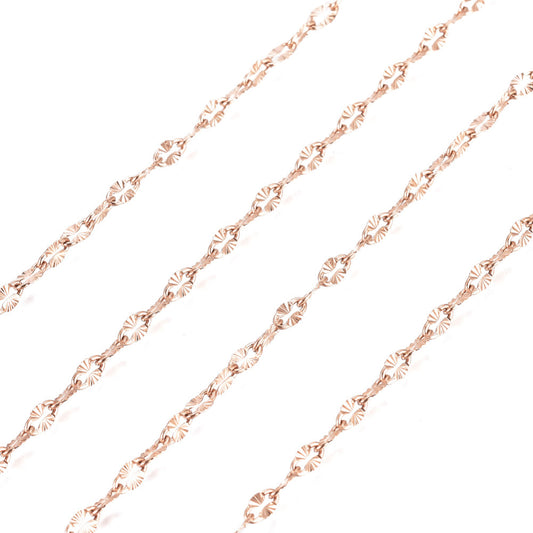 Rose Gold 304 Stainless Steel Textured Oval Chain – 4–4.5mm | The Pink Bead Shop Canada