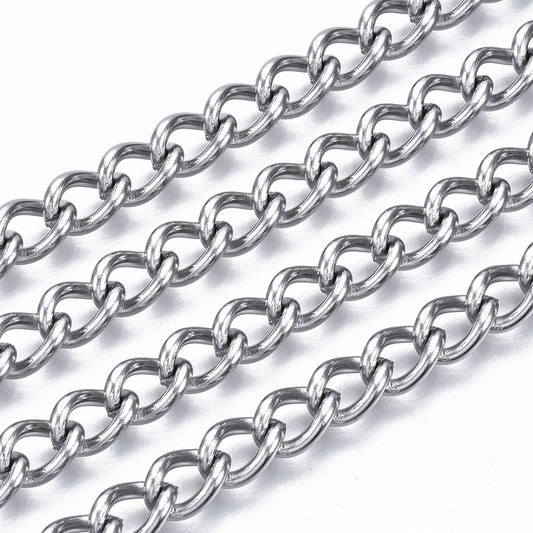 Tarnish Resistant 304 Stainless Steel Curb Chain – 9x6mm | The Pink Bead Shop Canada