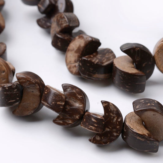 Coconut Shell Moon Beads 12x8mm | Natural Brown | The Pink Bead Shop Canada