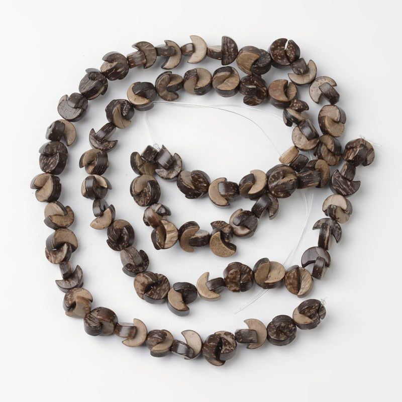 Coconut Shell Moon Beads 12x8mm | Natural Brown | The Pink Bead Shop Canada