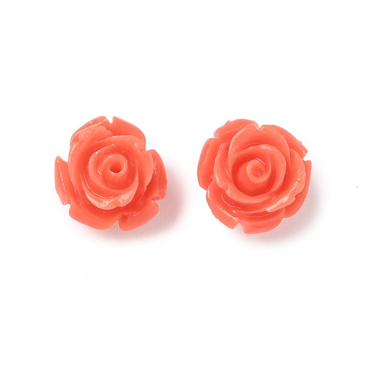 Synthetic Coral Rose Beads 10 Pack – Salmon Flower 11.5mm | The Pink Bead Shop Canada