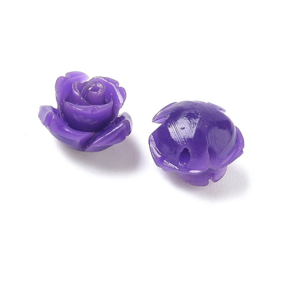 Synthetic Coral Rose Beads Pack of 10 – Blue Violet Flower 11.5mm | The Pink Bead Shop Canada