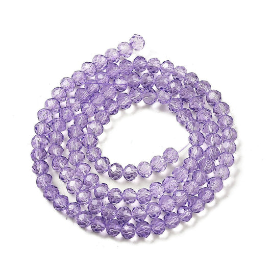 Faceted Rondelle Glass Beads – Blue Violet 4x3.5mm (Transparent) | The Pink Bead Shop Canada