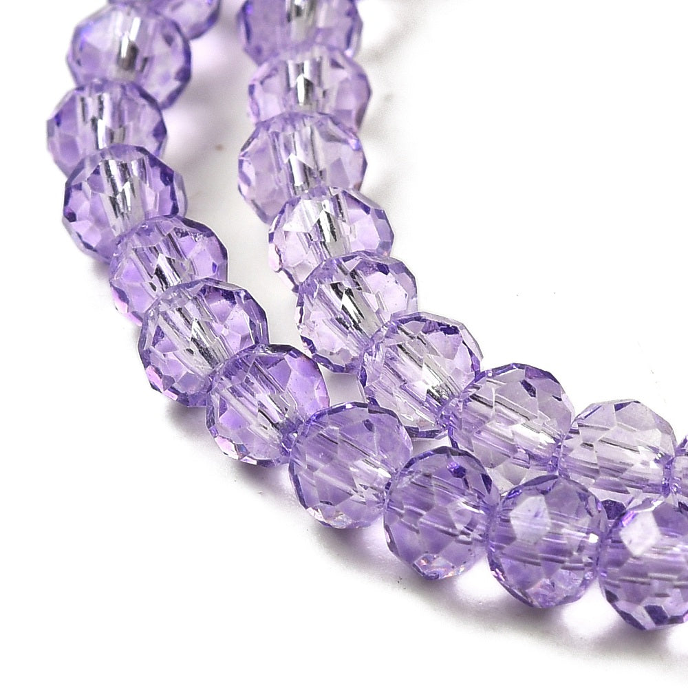 Faceted Rondelle Glass Beads – Blue Violet 4x3.5mm (Transparent) | The Pink Bead Shop Canada