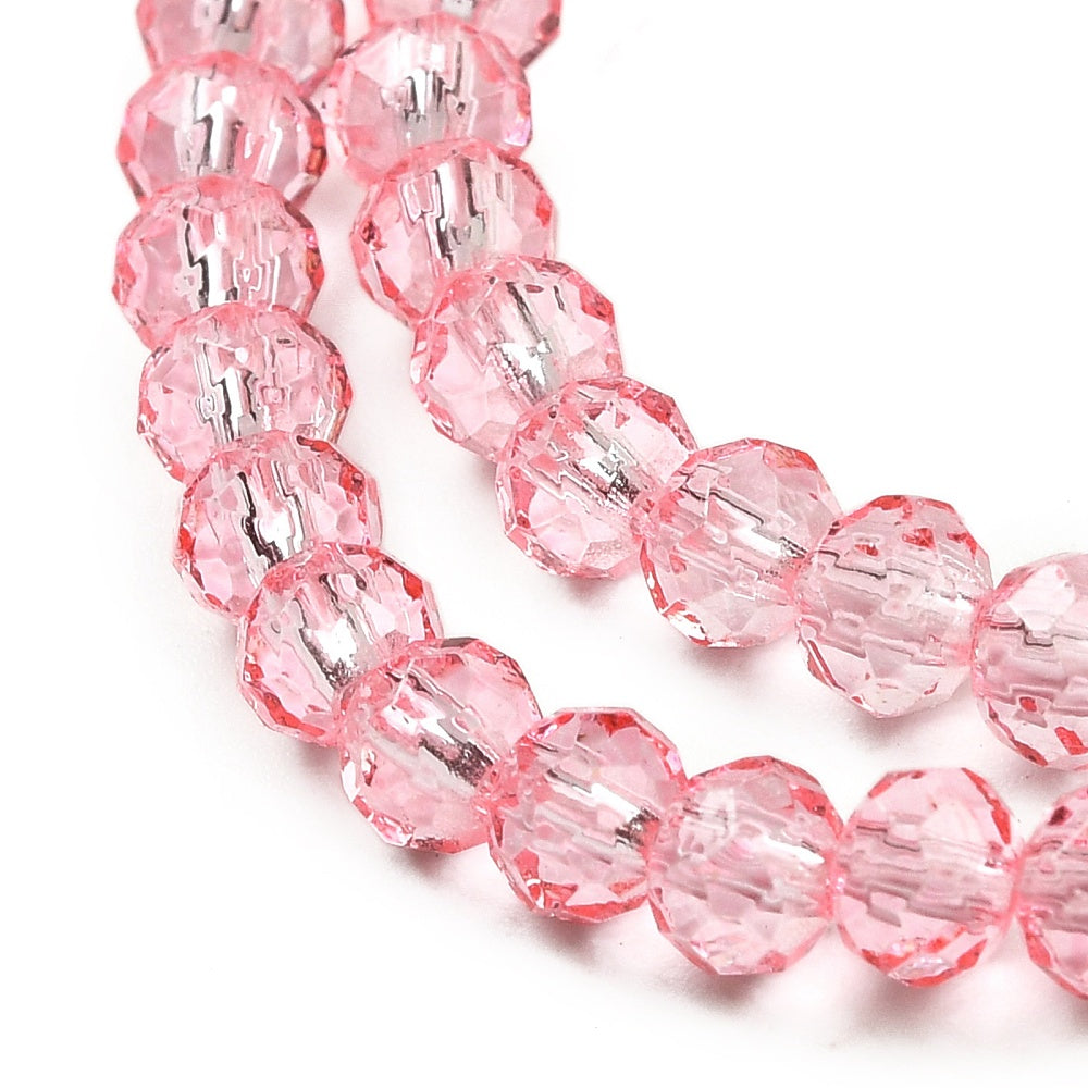 Faceted Rondelle Glass Beads – Light Coral 4x3.5mm (Transparent) | The Pink Bead Shop Canada
