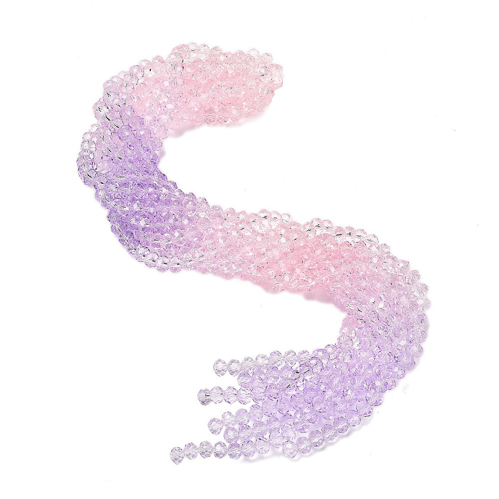Pink Faceted Glass Rondelle Beads 8x6.5mm | The Pink Bead Shop Canada
