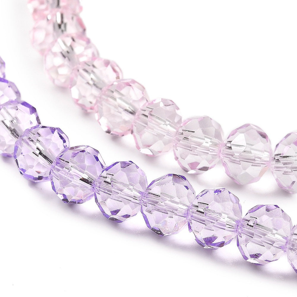 Pink Faceted Glass Rondelle Beads 8x6.5mm | The Pink Bead Shop Canada