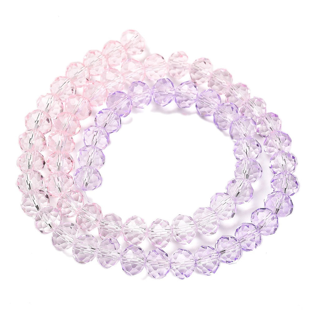 Pink Faceted Glass Rondelle Beads 8x6.5mm | The Pink Bead Shop Canada