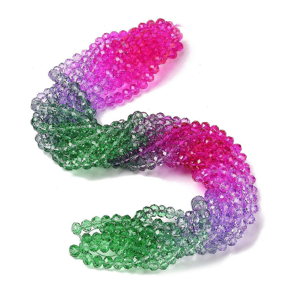 Transparent Rainbow Baking Painted Glass Rondelle Beads 8x6.5mm | The Pink Bead Shop Canada