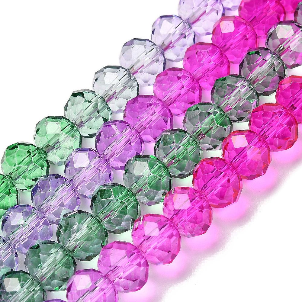 Transparent Rainbow Baking Painted Glass Rondelle Beads 8x6.5mm | The Pink Bead Shop Canada