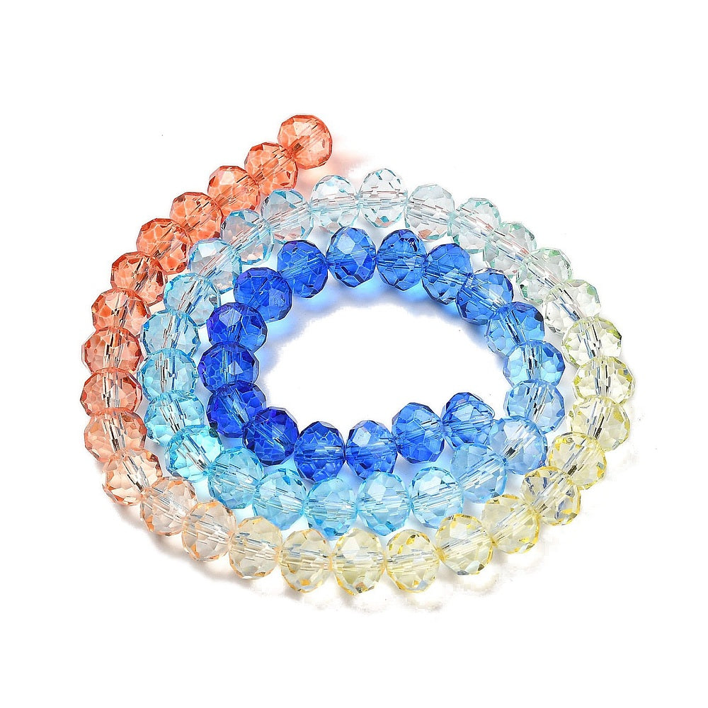 Colourful Faceted Baking Paint Glass Rondelle Beads 8x6.5mm | The Pink Bead Shop Canada