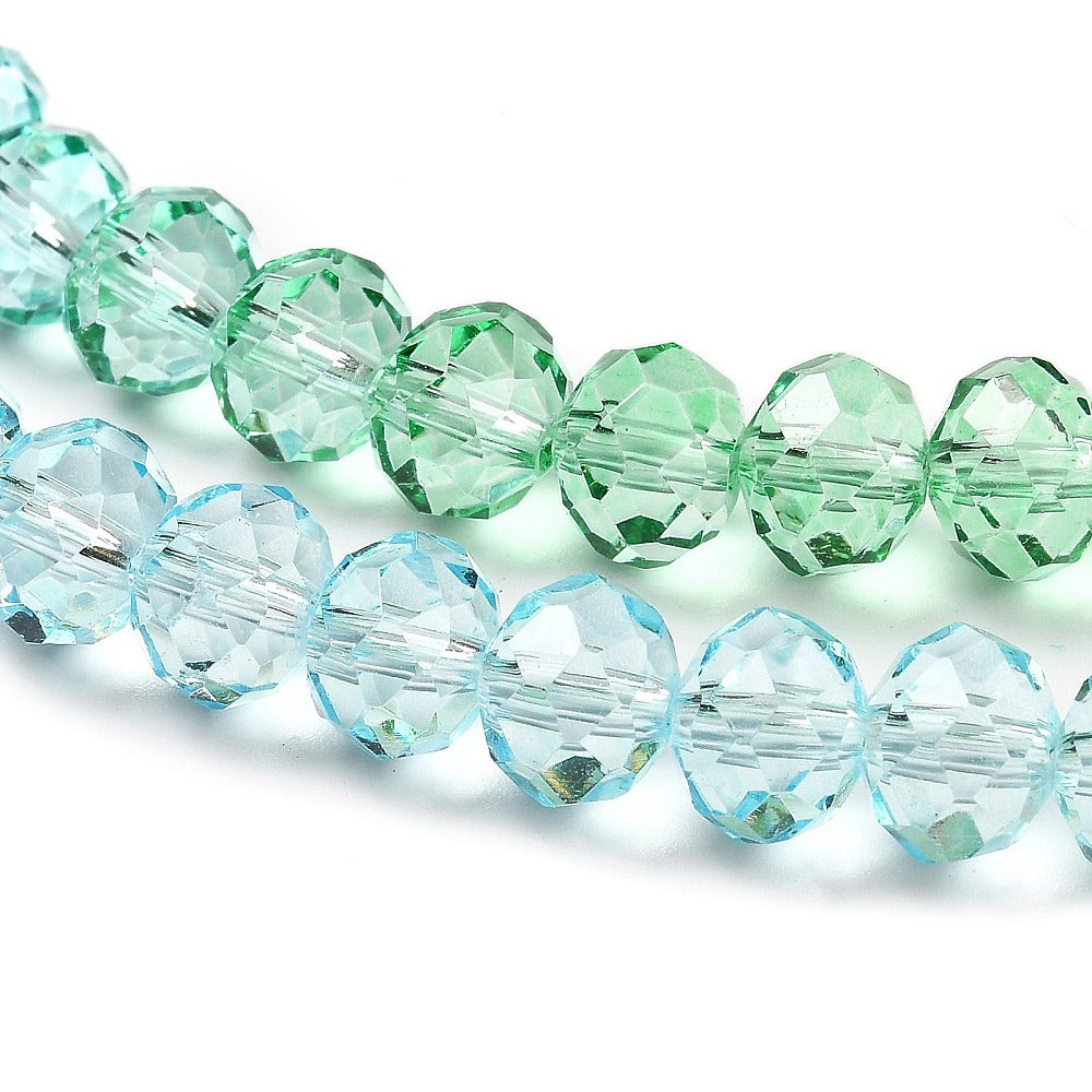 Transparent Painted Glass Faceted Rondelle Beads 8x6.5mm | The Pink Bead Shop Canada
