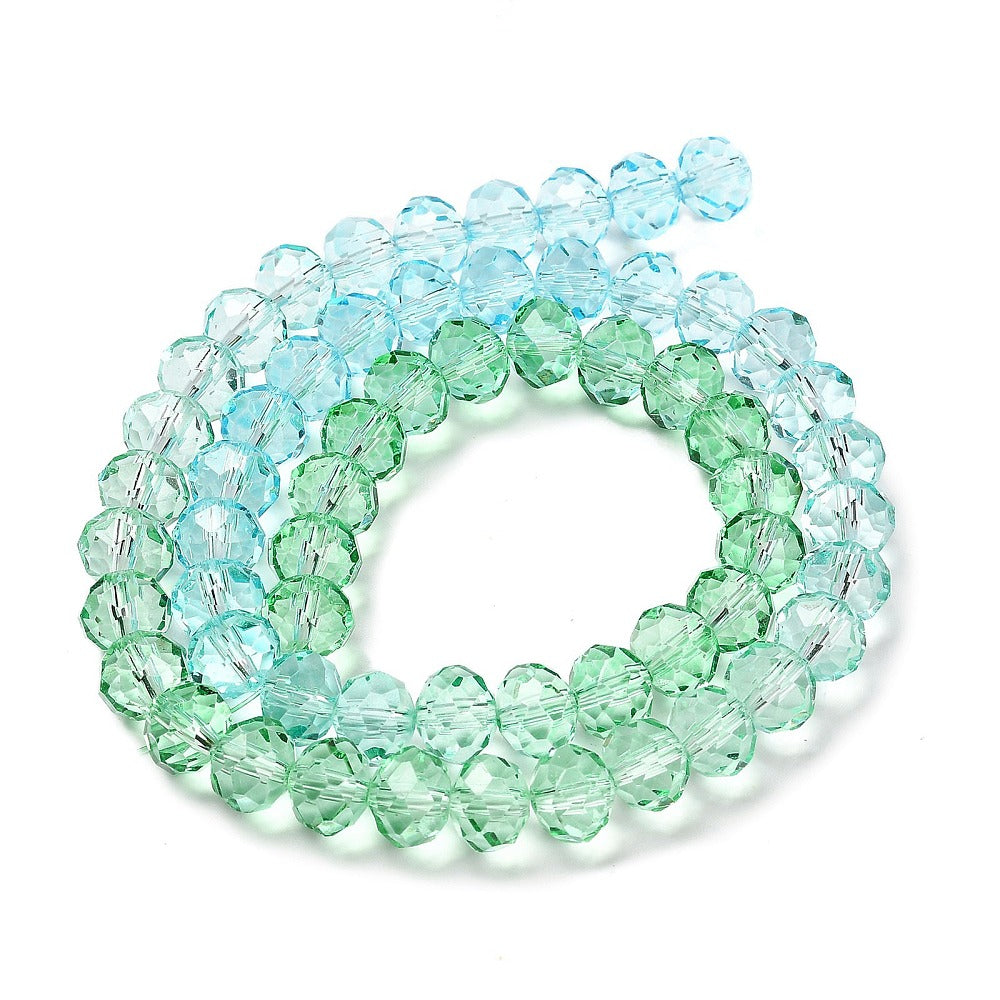 Transparent Painted Glass Faceted Rondelle Beads 8x6.5mm | The Pink Bead Shop Canada