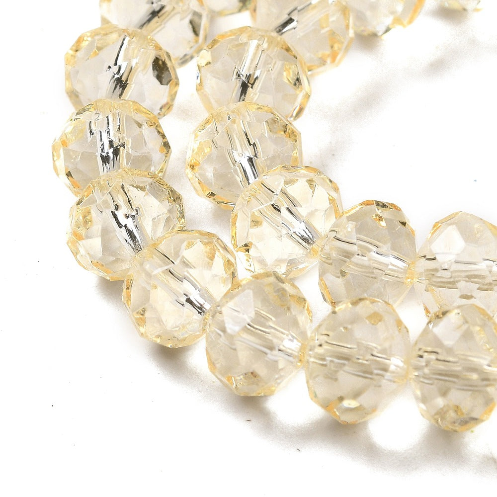8×6mm Transparent Baking Paint Glass Faceted Rondelle Bead Strand – Navajo White | The Pink Bead Shop Canada