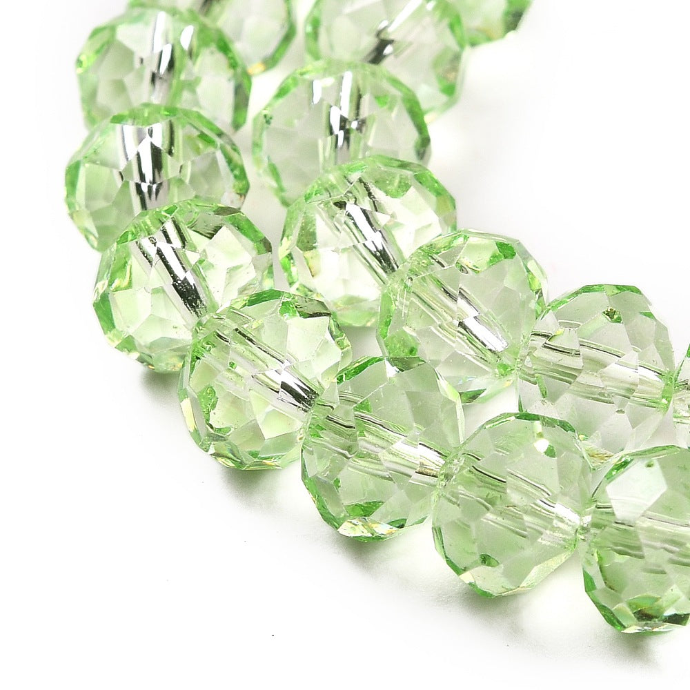 8×6mm Transparent Baking Paint Glass Faceted Rondelle Bead Strand – Lawn Green | The Pink Bead Shop Canada