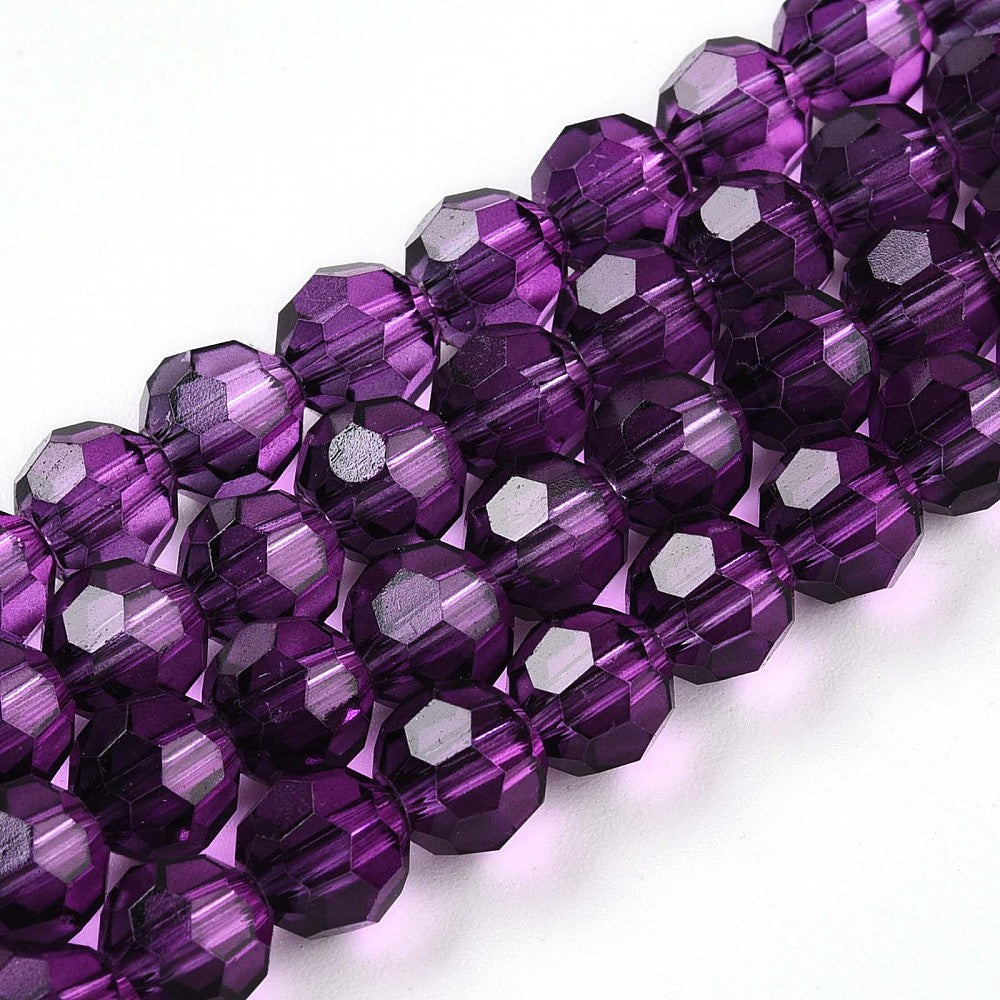 Faceted Glass Beads – Purple 6mm (Transparent, 32 Facet) | The Pink Bead Shop Canada