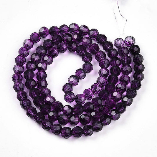 Faceted Glass Beads – Purple 6mm (Transparent, 32 Facet) | The Pink Bead Shop Canada