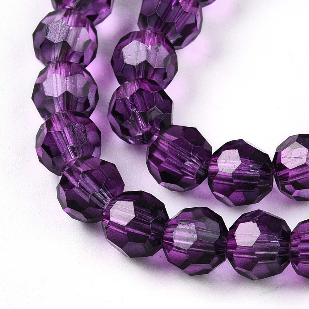 Faceted Glass Beads – Purple 6mm (Transparent, 32 Facet) | The Pink Bead Shop Canada