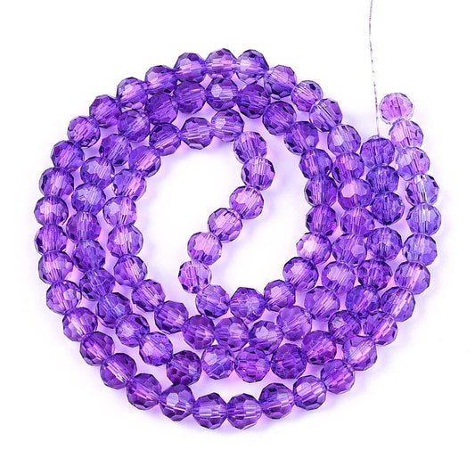 Faceted Glass Beads – Dark Violet 6mm (Transparent, 32 Facet) | The Pink Bead Shop Canada