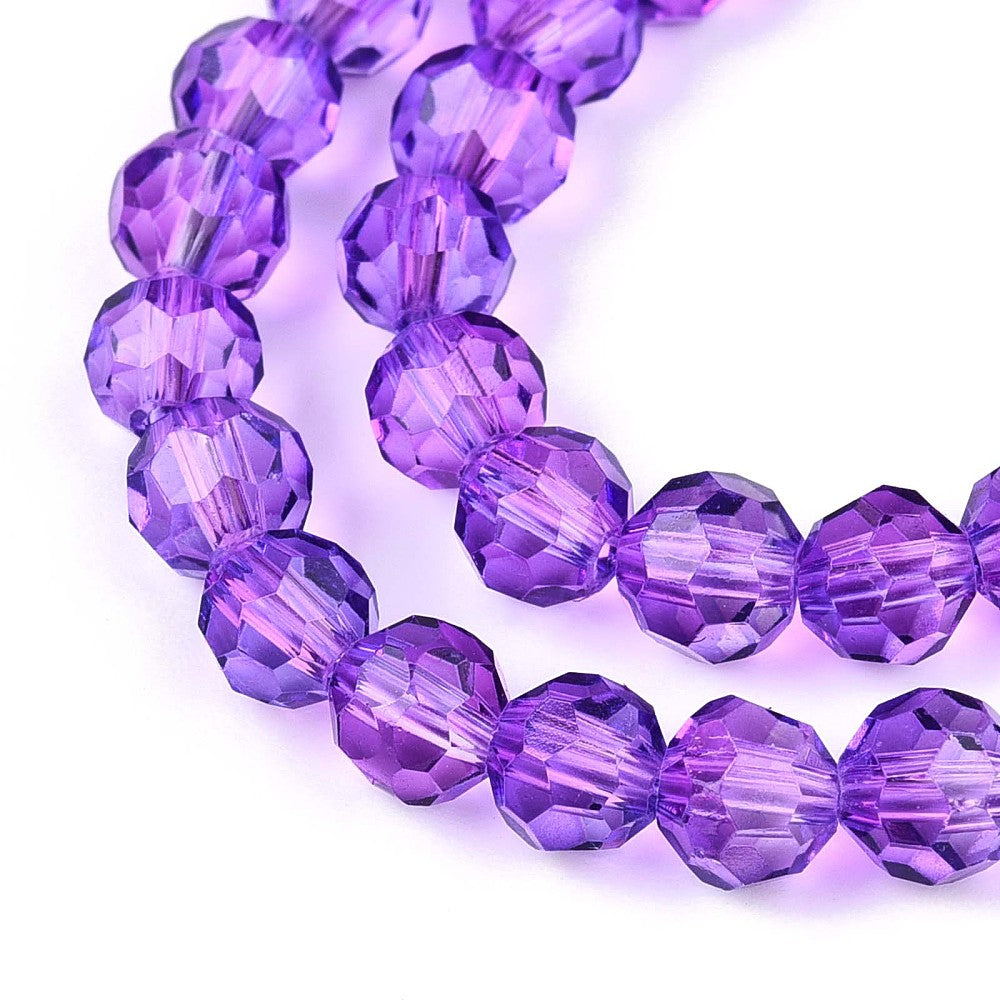 Faceted Glass Beads – Dark Violet 6mm (Transparent, 32 Facet) | The Pink Bead Shop Canada