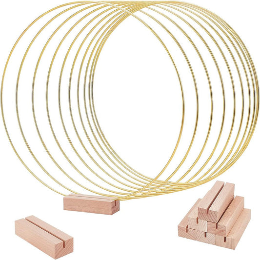 Metal Hoop & Wood Base Display Kit – 30cm | Wreath & Suncatcher Stand | The Pink Bead Shop Canada
