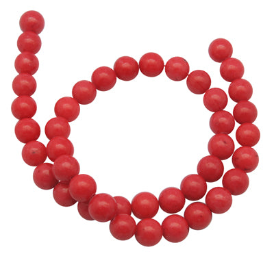 Mashan Jade Beads – 6mm Matte Red Round Gemstone Strand | The Pink Bead Shop Canada