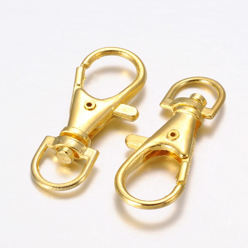 Gold Swivel Lobster Claw Clasps – 35mm – Pack of 5 | The Pink Bead Shop Canada