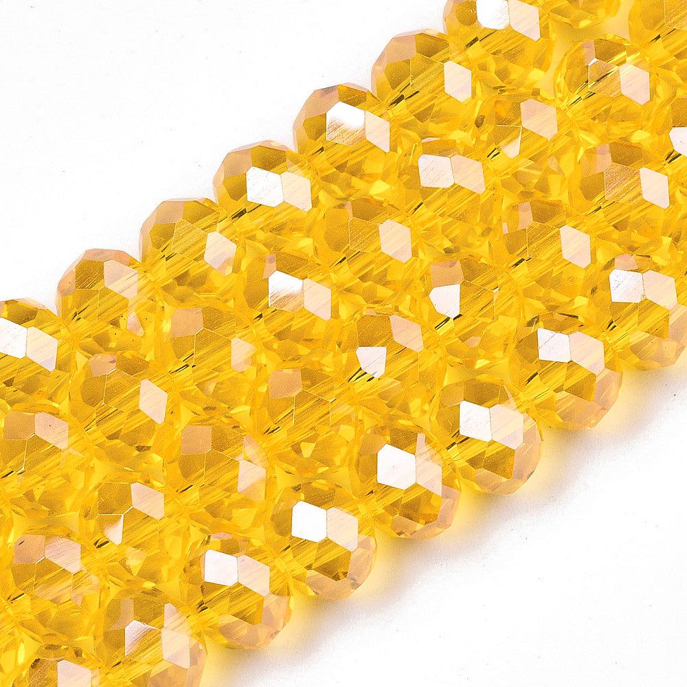 Goldenrod Pearl Luster Faceted Rondelles 10x8mm | The Pink Bead Shop Canada