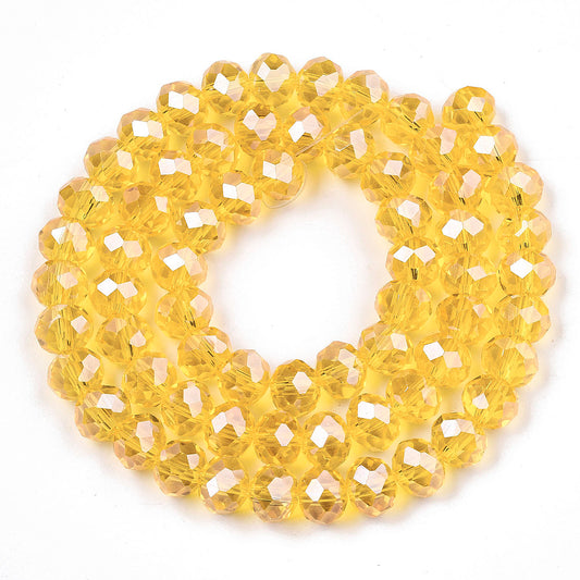 Goldenrod Pearl Luster Faceted Rondelles 10x8mm | The Pink Bead Shop Canada