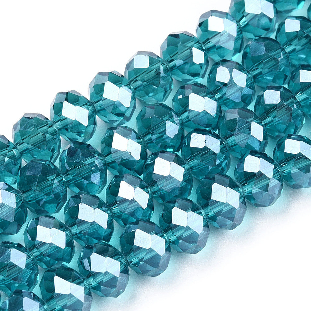 Steel Blue Pearl Luster Faceted Rondelles 10x8mm | The Pink Bead Shop Canada