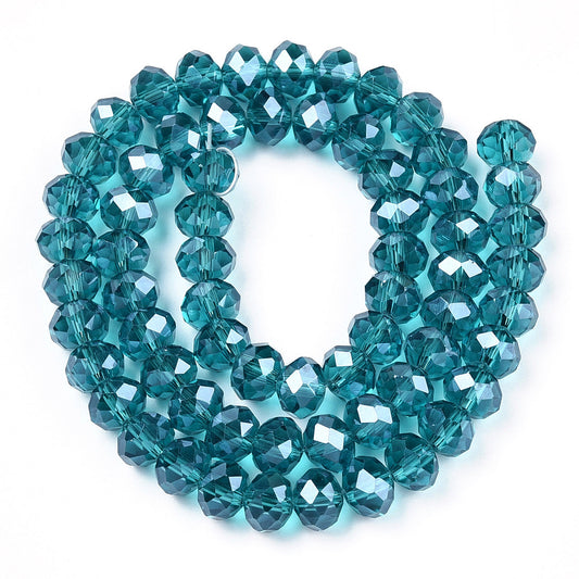 Steel Blue Pearl Luster Faceted Rondelles 10x8mm | The Pink Bead Shop Canada