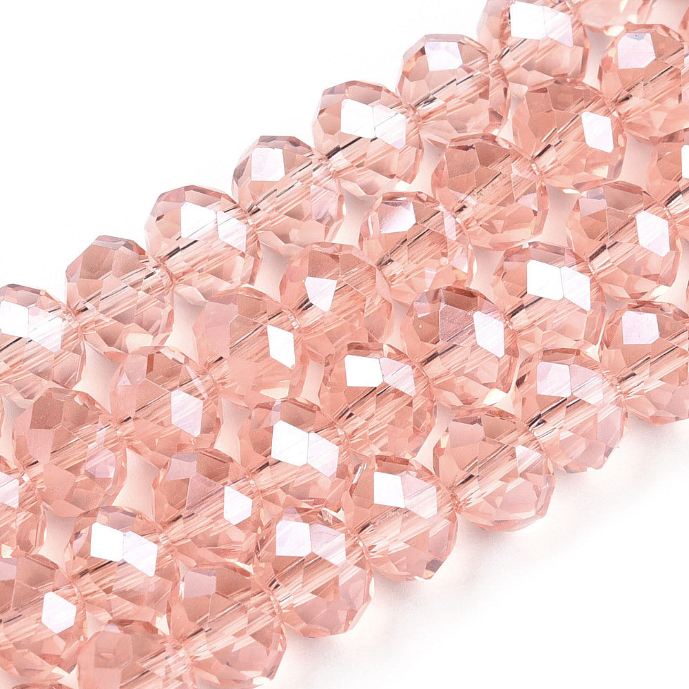Salmon Pearl Luster Faceted Rondelles 10x8mm | The Pink Bead Shop Canada