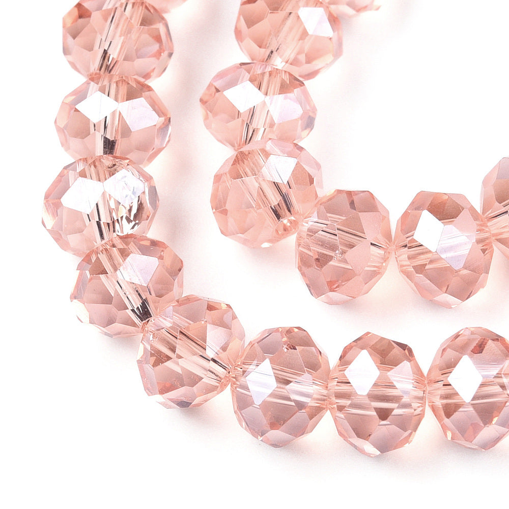 Salmon Pearl Luster Faceted Rondelles 10x8mm | The Pink Bead Shop Canada