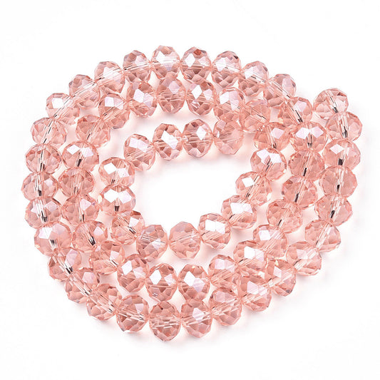Salmon Pearl Luster Faceted Rondelles 10x8mm | The Pink Bead Shop Canada