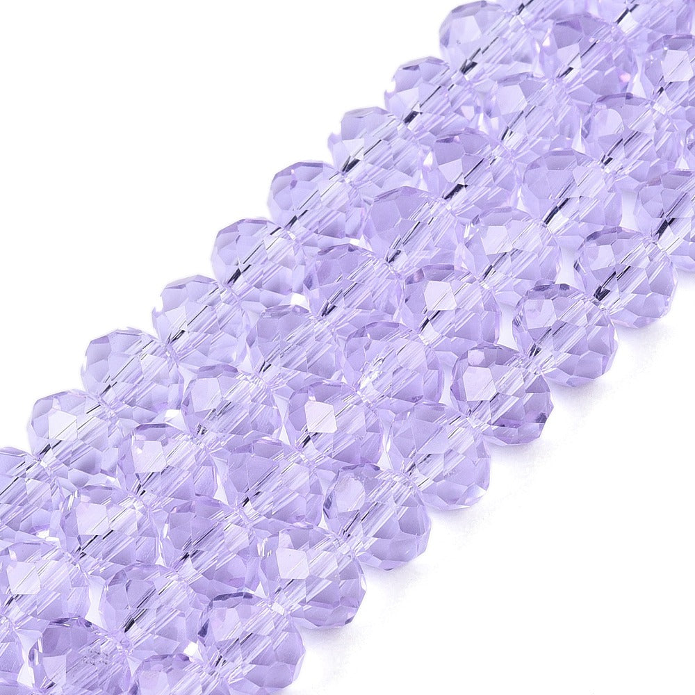 Lilac Faceted Abacus Glass Beads – 10mm Rondelle | The Pink Bead Shop Canada