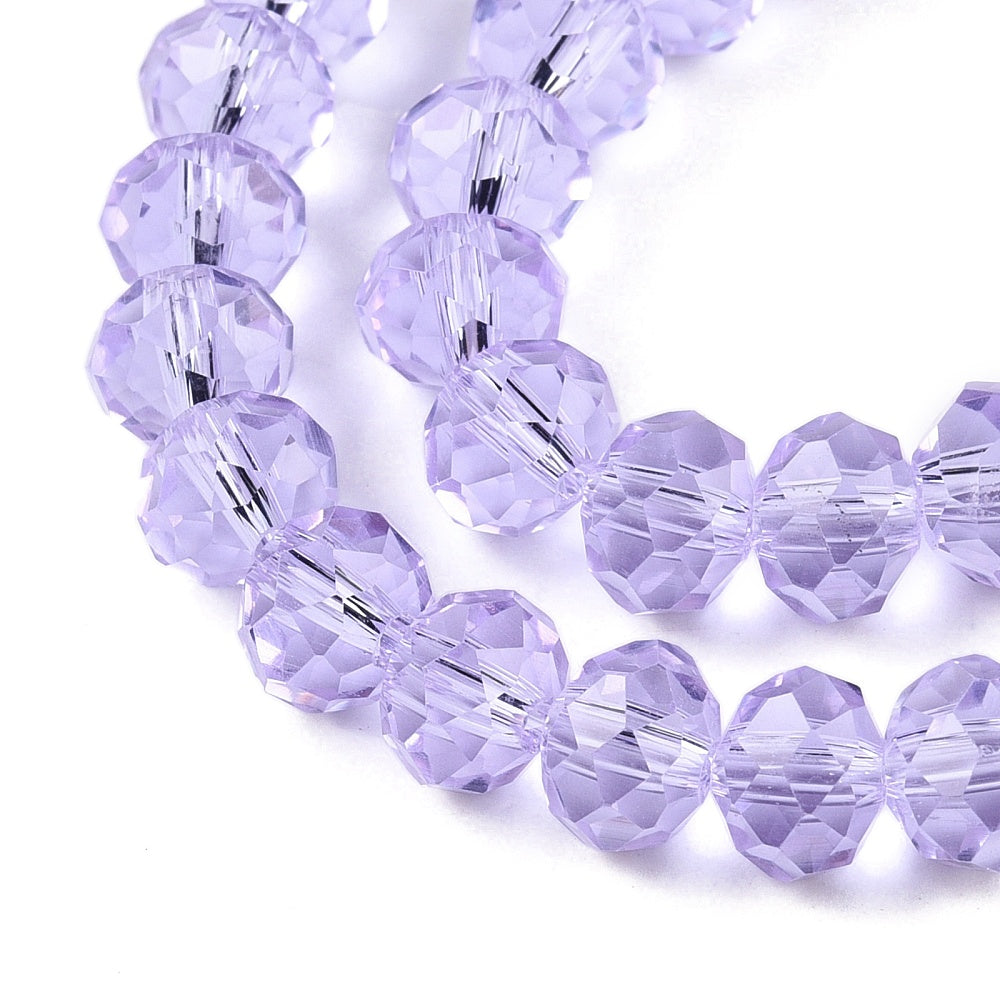 Lilac Faceted Abacus Glass Beads – 10mm Rondelle | The Pink Bead Shop Canada