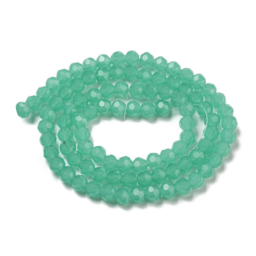 Green Faceted Glass Beads 6mm | The Pink Bead Shop Canada