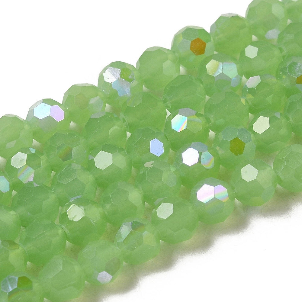 Light Green Faceted Imitation Jade Glass Beads 6mm | The Pink Bead Shop Canada