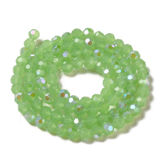 Light Green Faceted Imitation Jade Glass Beads 6mm | The Pink Bead Shop Canada