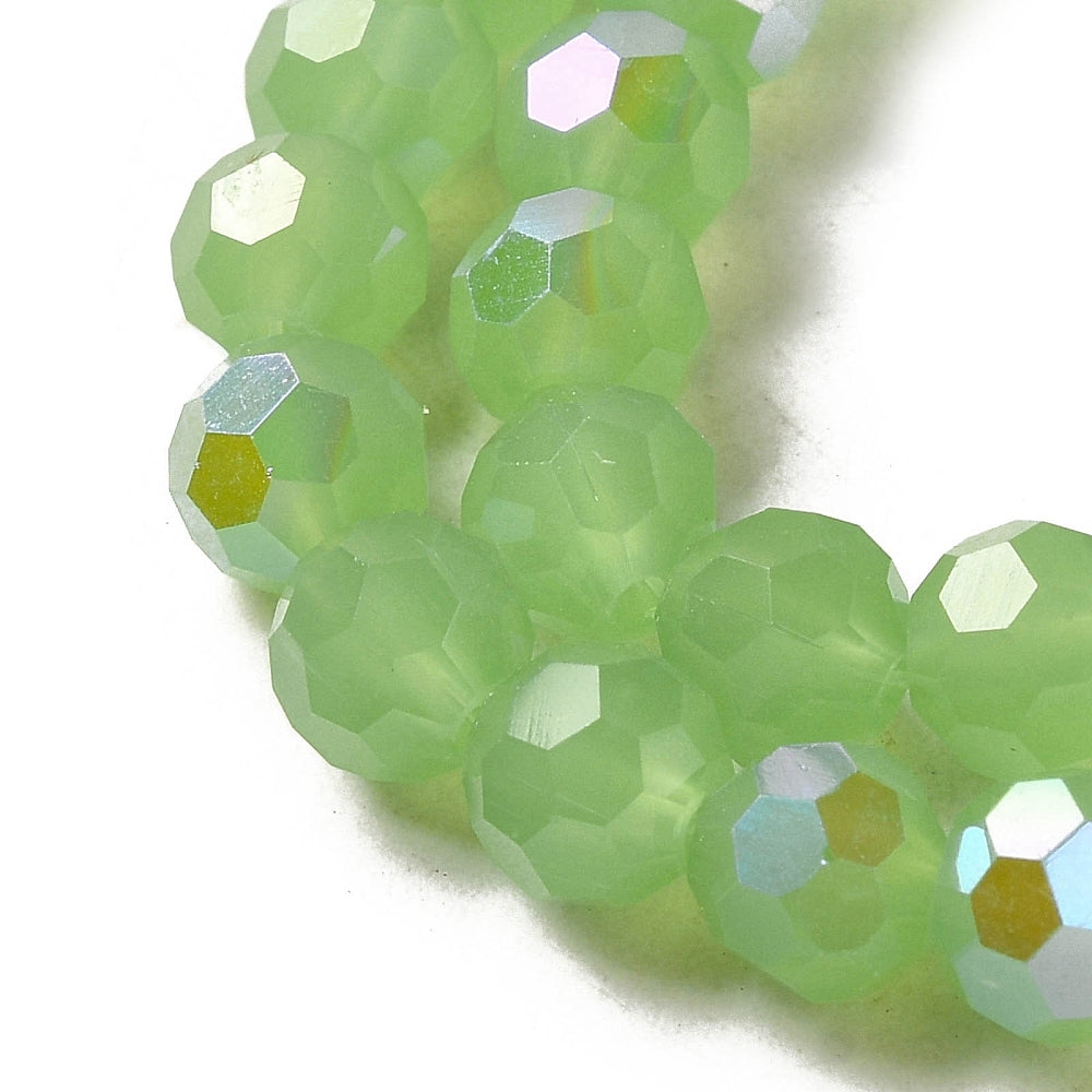 Light Green Faceted Imitation Jade Glass Beads 6mm | The Pink Bead Shop Canada