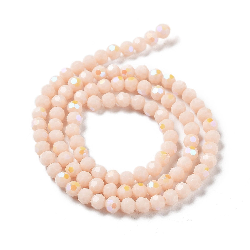 4mm Bisque Pink Faceted Glass Beads | The Pink Bead Shop Canada