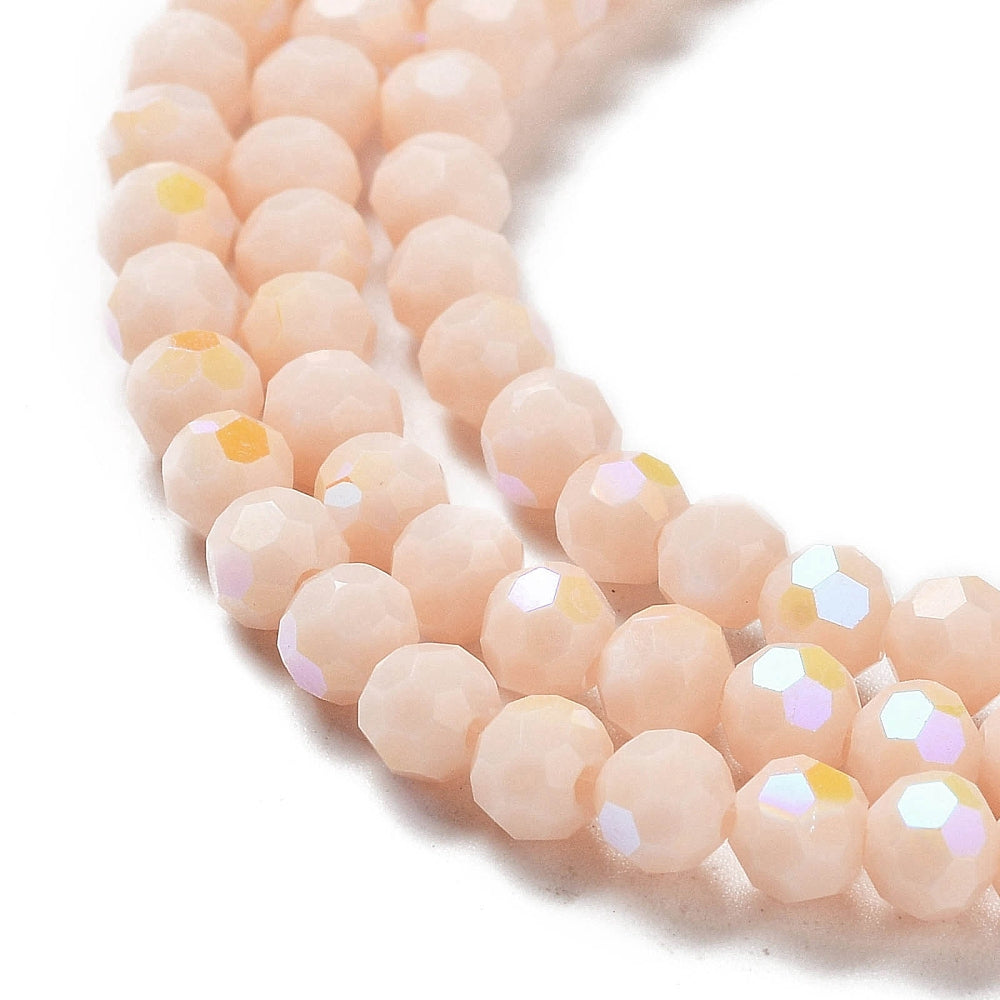 4mm Bisque Pink Faceted Glass Beads | The Pink Bead Shop Canada