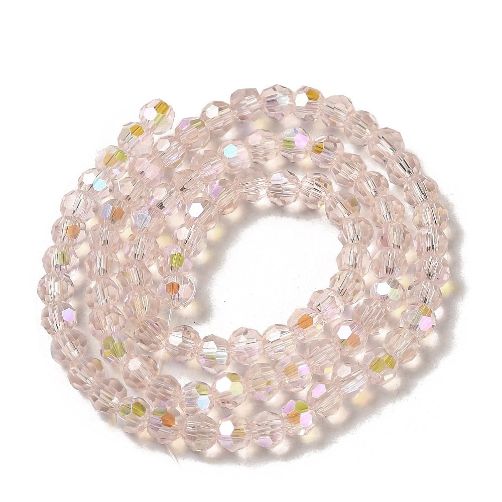 Electroplated Transparent Glass Beads – Pink 4mm The Pink Bead Shop