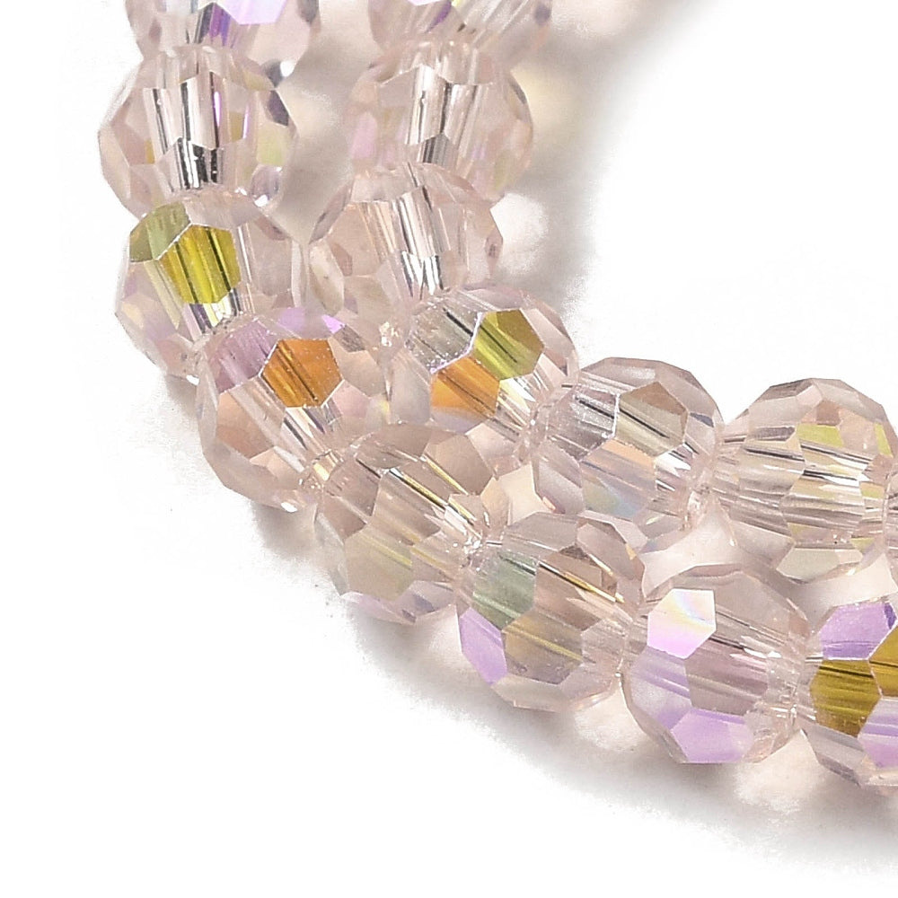 Electroplated Transparent Glass Beads – Pink 4mm The Pink Bead Shop