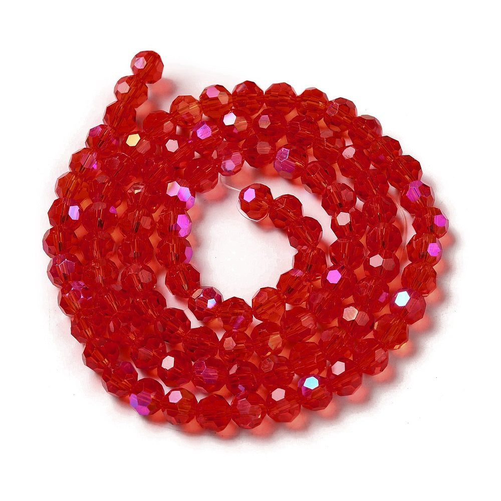 Red Electroplate Faceted Glass Beads – 6mm (Rainbow Plated) The Pink Bead Shop