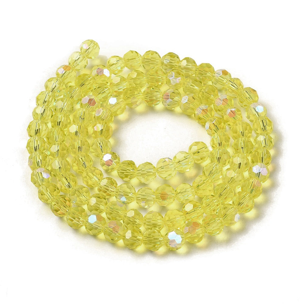 Electroplated Transparent Faceted Glass Beads – Yellow 6mm The Pink Bead Shop