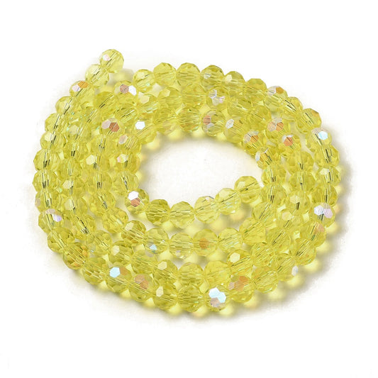 Electroplated Transparent Faceted Glass Beads – Yellow 6mm The Pink Bead Shop