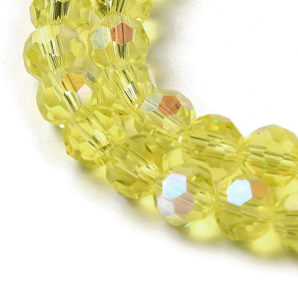 Electroplated Transparent Faceted Glass Beads – Yellow 6mm The Pink Bead Shop
