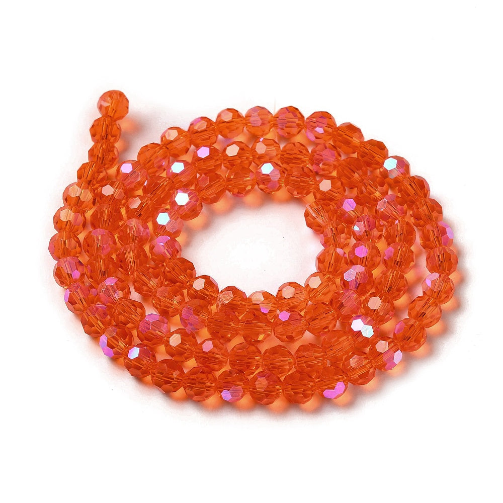 Electroplate Transparent Faceted Glass Beads – Orange, 6mm The Pink Bead Shop